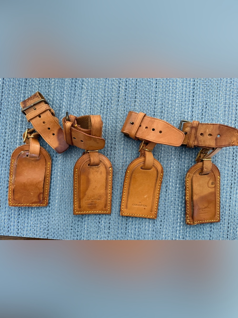 Louis Vuitton Brown Leather Luggage Tags - Pair